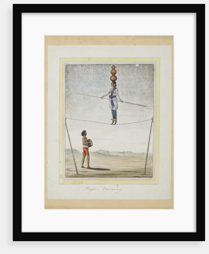 Acrobat on a tightrope, drummer below, c.1820 by Indian School