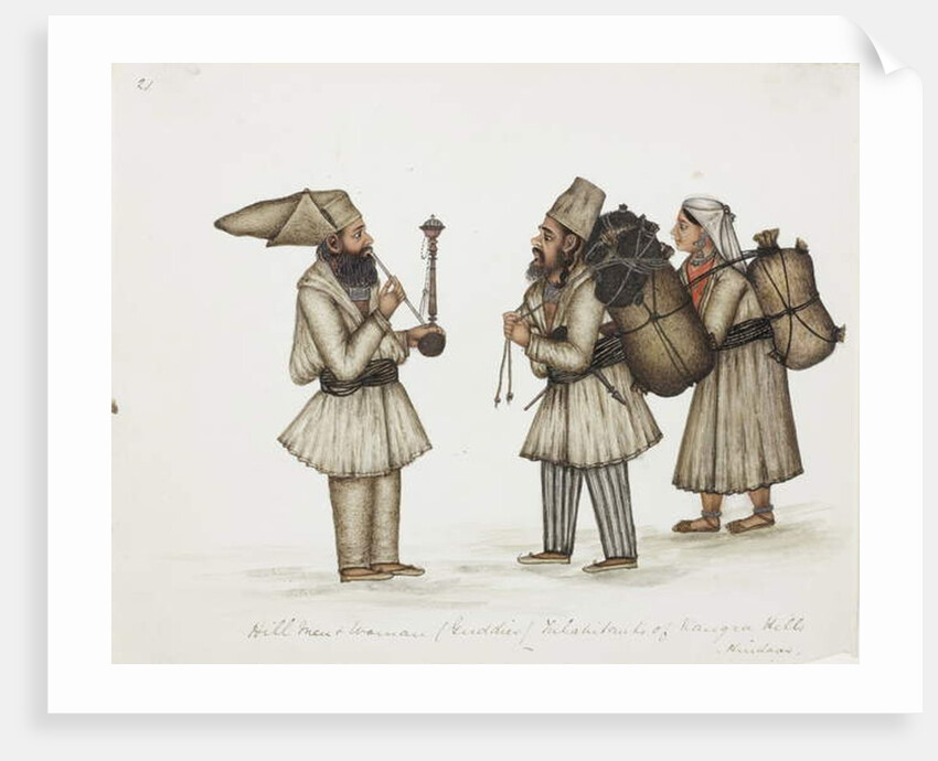 Hill Men and Woman Inhabitants of Kangra Hills / Hindoos, c.1840 by Indian School