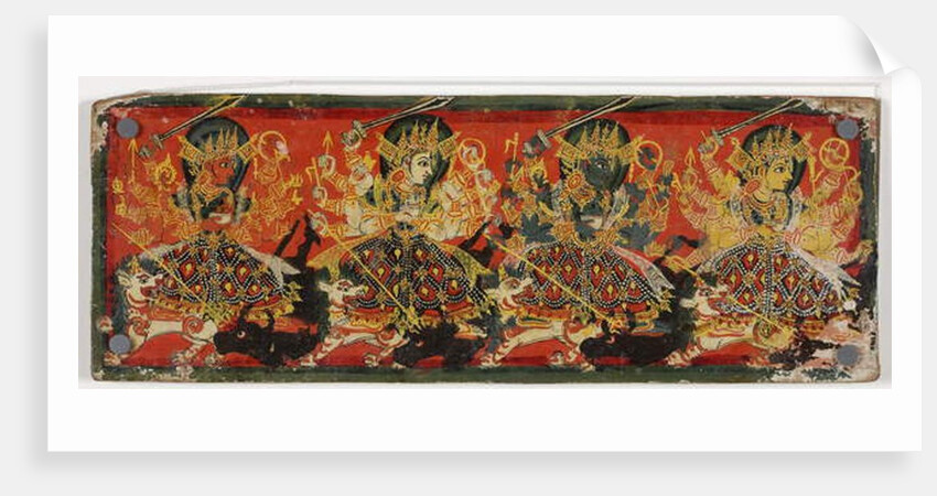 One of a pair of manuscript covers depicting Devi as the Eight Mothers by Nepalese School