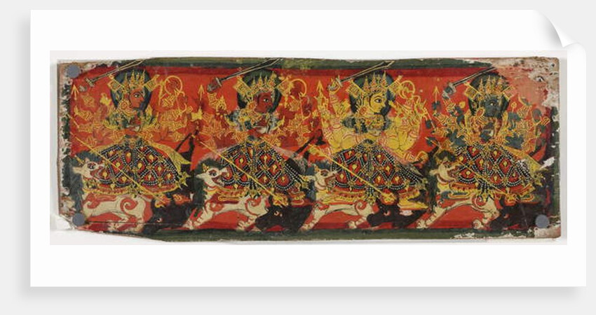 One of a pair of manuscript covers depicting Devi as the Eight Mothers by Nepalese School