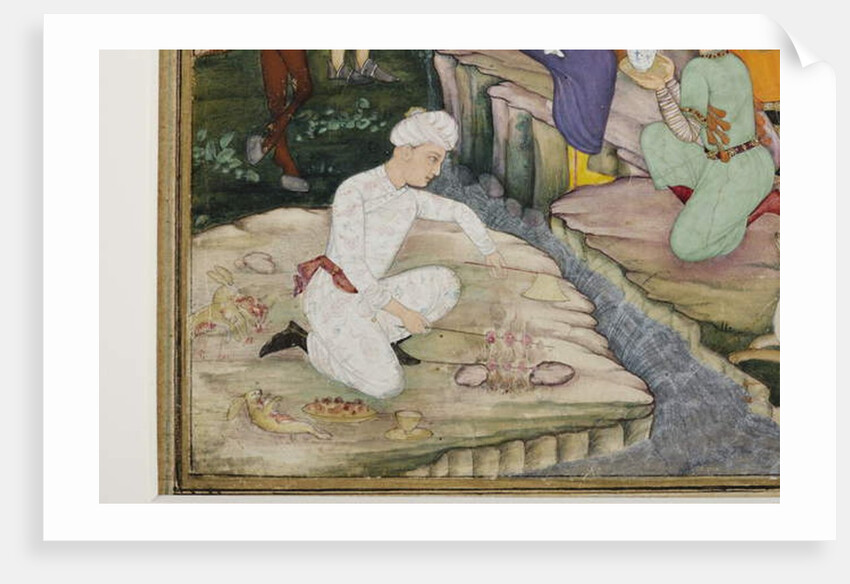 Picnicking in the course of a hunt, detail, c.1615 by Indian School