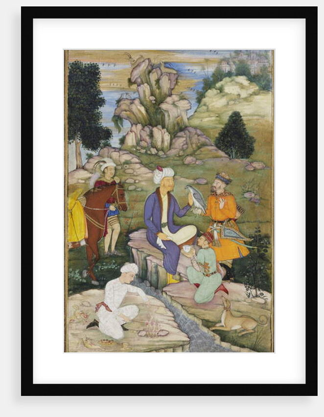 Picnicking in the course of a hunt, c.1615 by Indian School