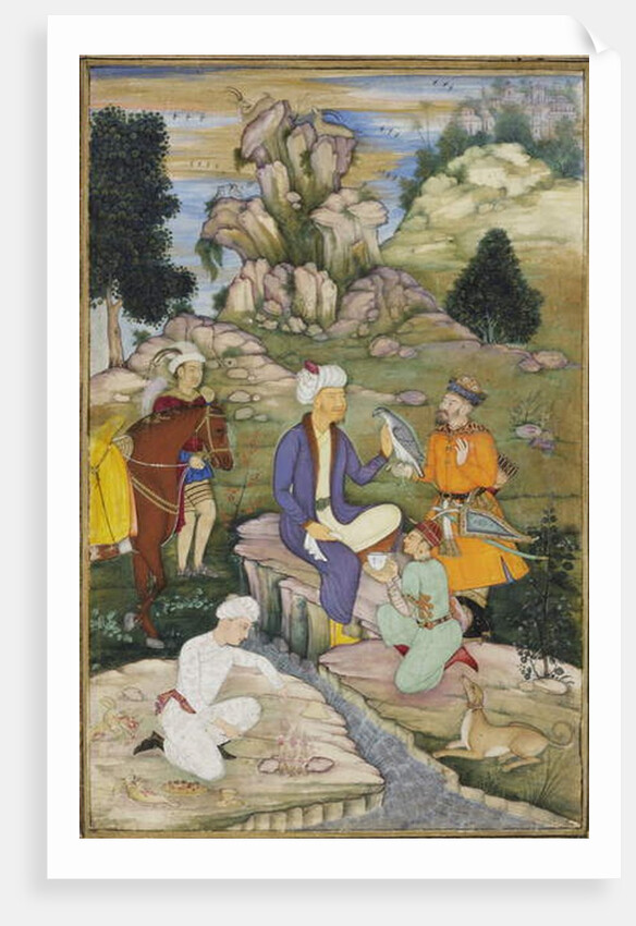 Picnicking in the course of a hunt, c.1615 by Indian School