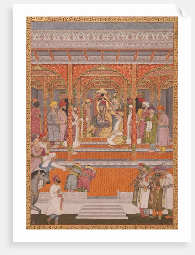 Mirza Md Mu'azzam Shah Khurram Bakht Bahadur receiving Sa'adat 'Ali, Nawab of Aw, 1803 by Mal Lalji