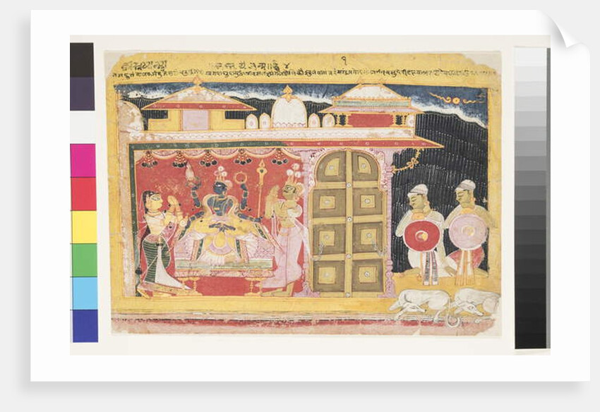The Worship of Vishnu at the Birth of Krishna, before 1560 by Indian School