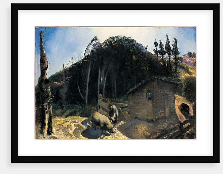 Three Pigs and a Mountain, c.1922 by George Wesley Bellows