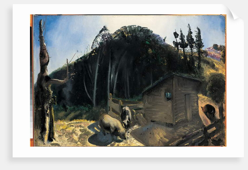 Three Pigs and a Mountain, c.1922 by George Wesley Bellows