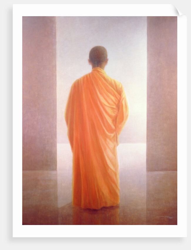 Young Monk, back view, Vietnam by Lincoln Seligman