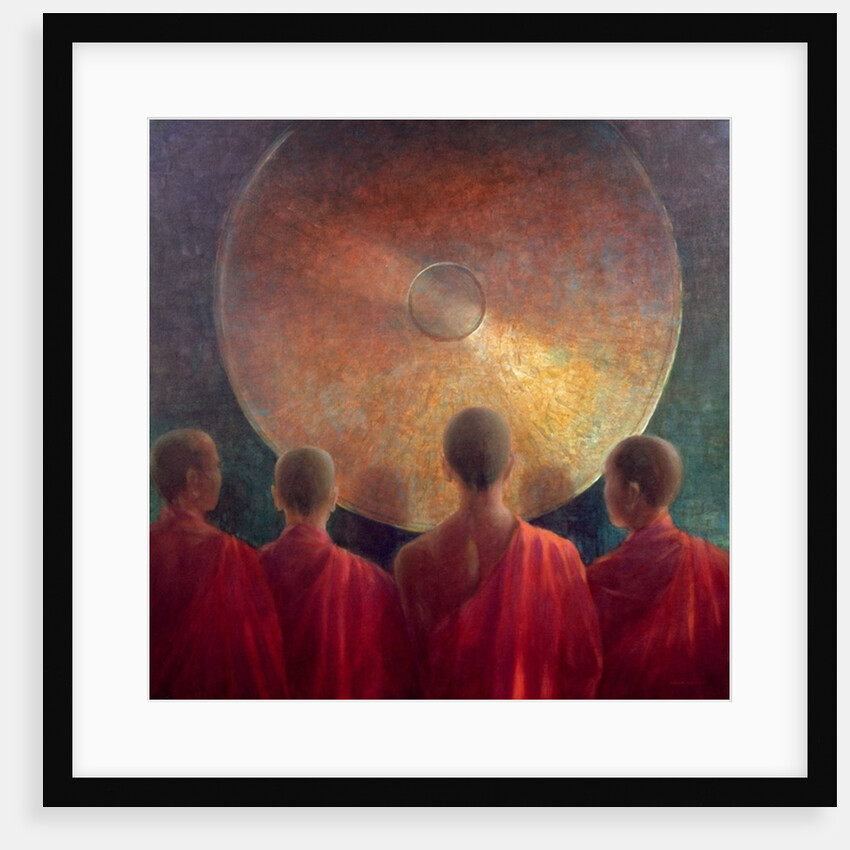 Young Monks with Gong by Lincoln Seligman
