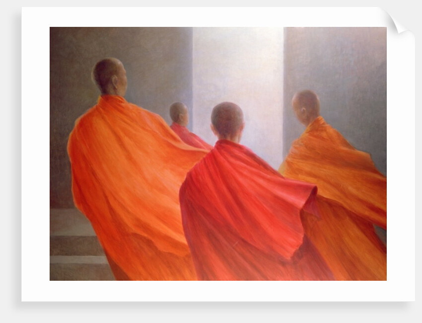 Four Monks on Temple Steps by Lincoln Seligman