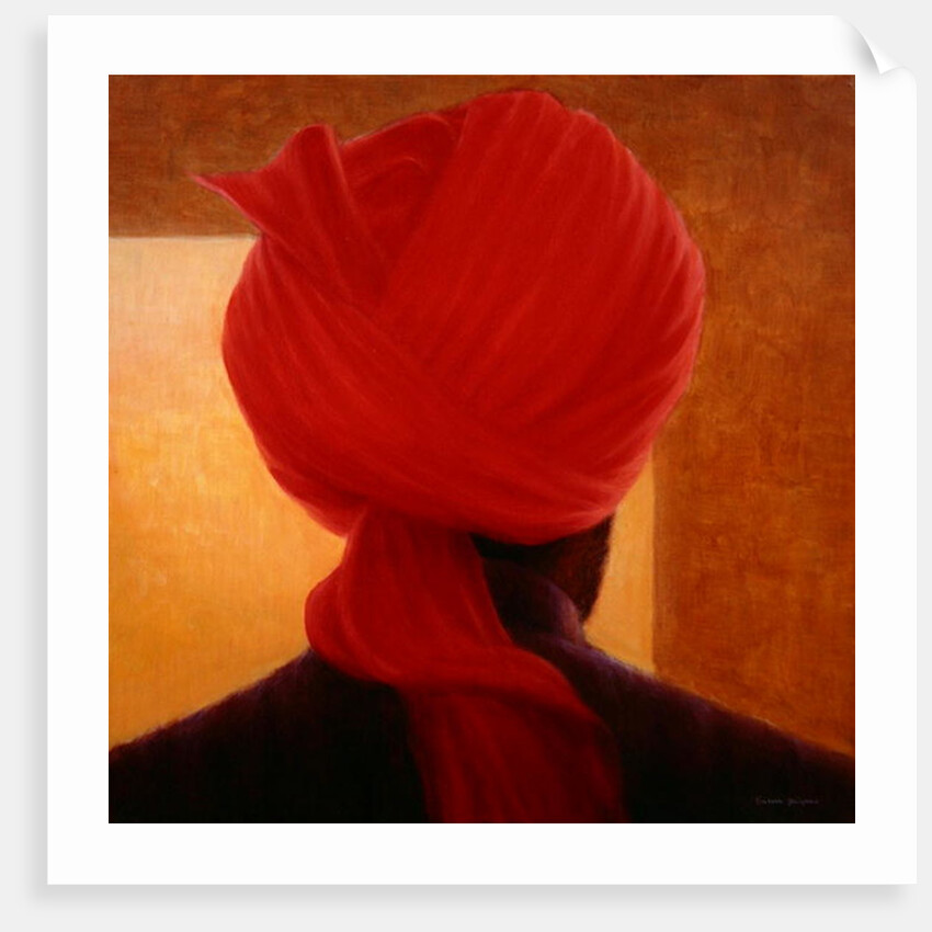 Red Turban on Amber, Deoghar by Lincoln Seligman