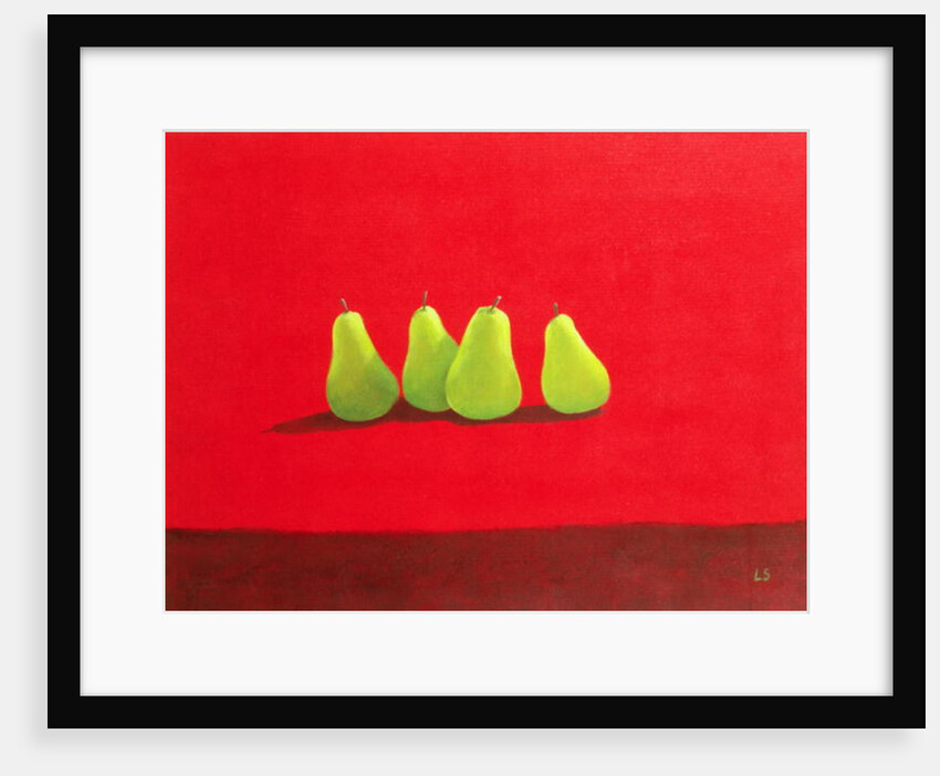 Pears on Red Cloth by Lincoln Seligman