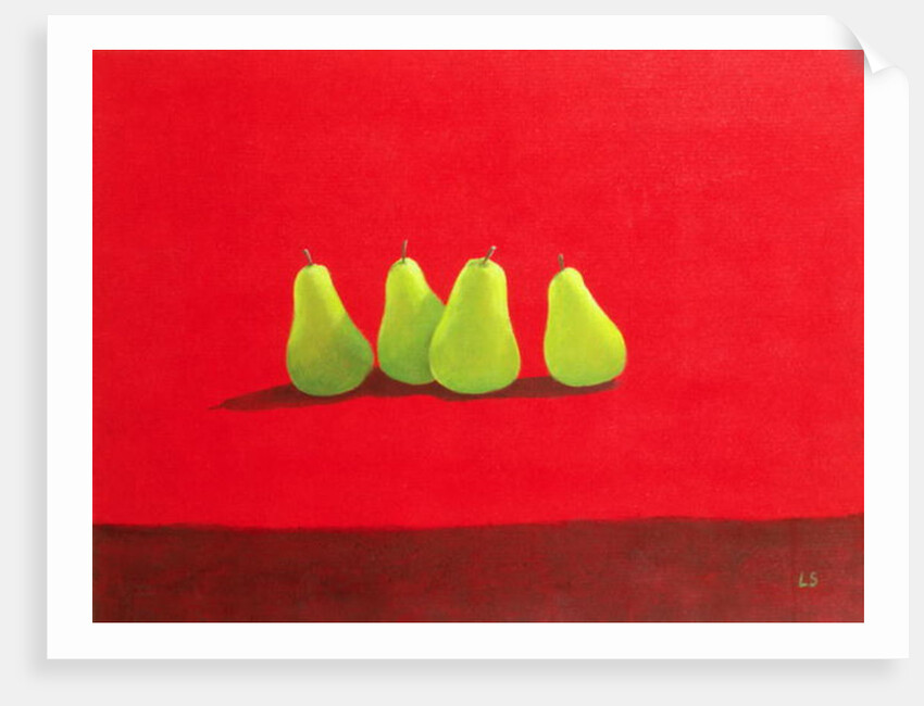 Pears on Red Cloth by Lincoln Seligman