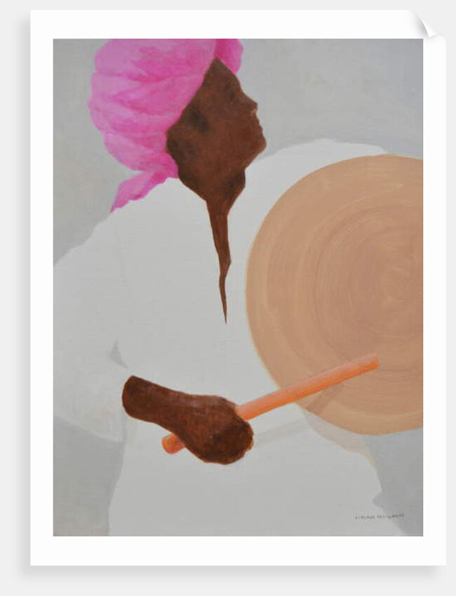 Drummer, pink turban, 2019 by Lincoln Seligman