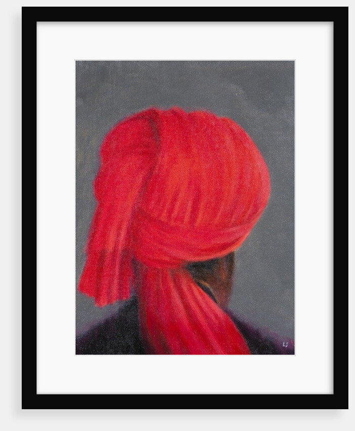 Red Turban on Grey, 2014 by Lincoln Seligman