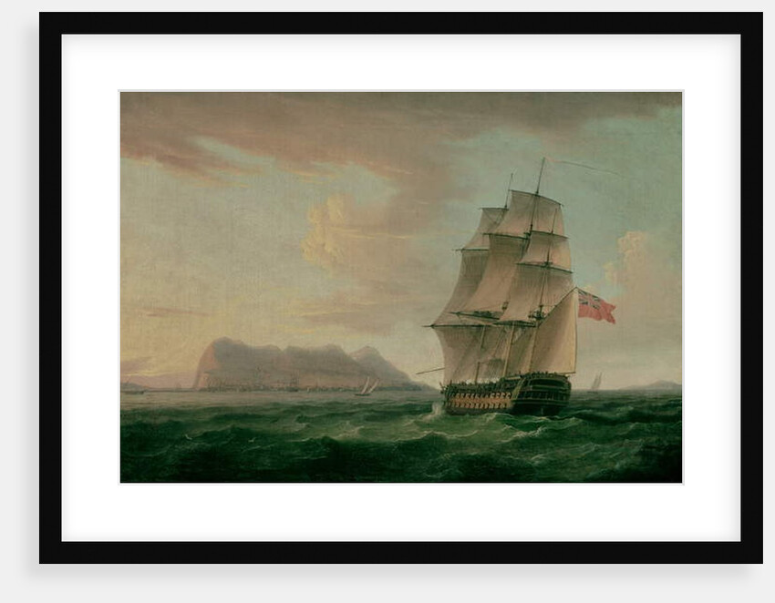 A British Man of War Before the Rock of Gibraltar by Thomas Whitcombe