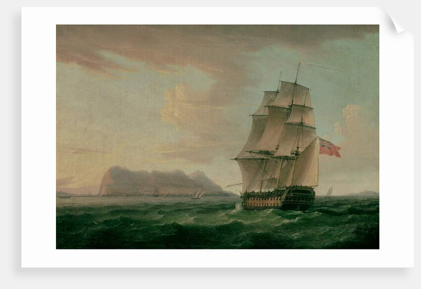 A British Man of War Before the Rock of Gibraltar by Thomas Whitcombe