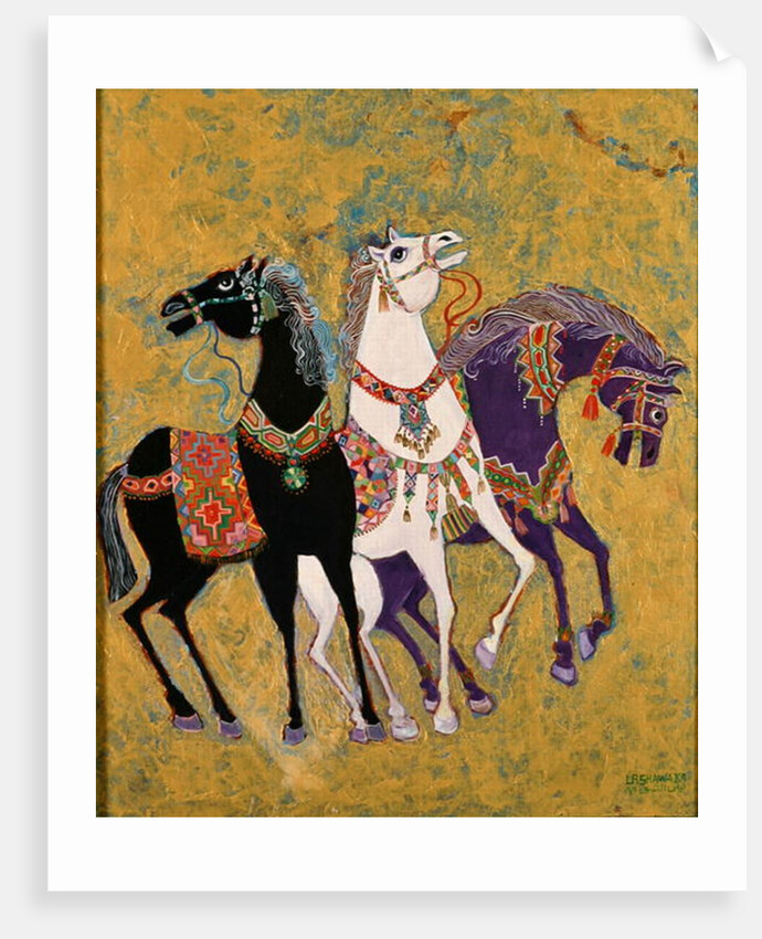 3 Horses, 1975 by Laila Shawa