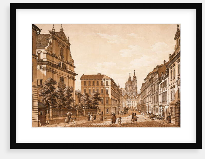 View of the Karmelitská Street towards the Church of St. Nicholas, Prague by Vincenc Morstadt