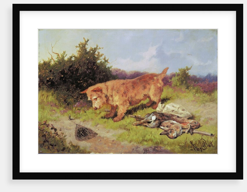 Terrier Watching a Rabbit Trap, 1887 by Arthur Batt