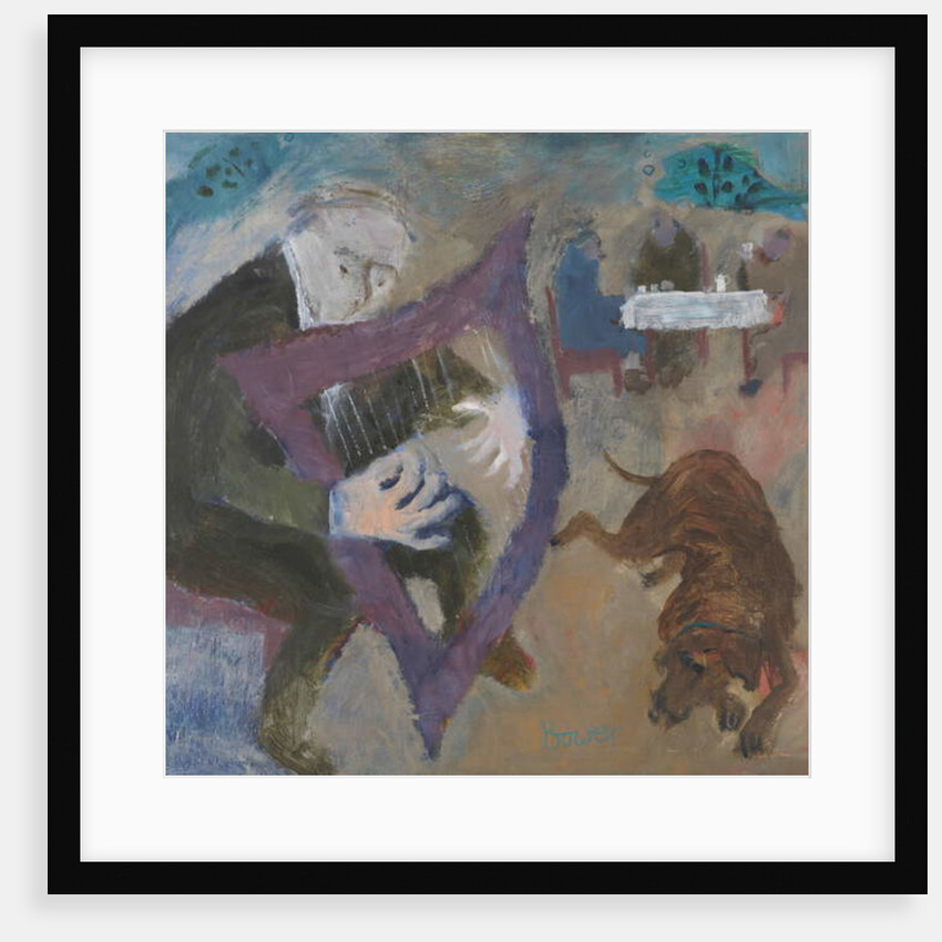 Harpist at the Greenfish Cafe, 2011 by Susan Bower