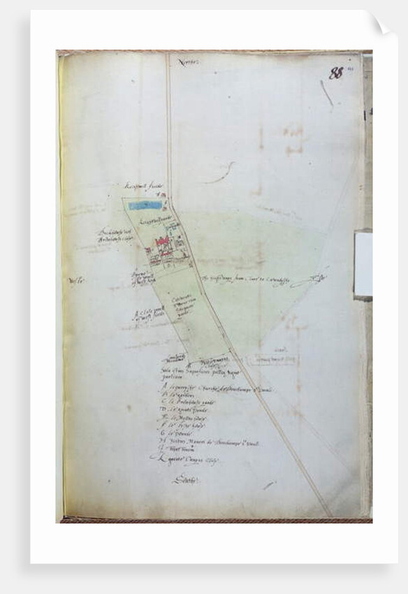 Ms 25517/1 fol.88 Map of the village of Belchamp St. Paul, 1576 by Israel Amyce