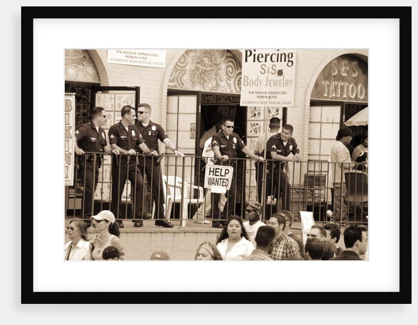 Police gathered behind a 'Help Wanted' sign, 2004 by Stephen Spiller