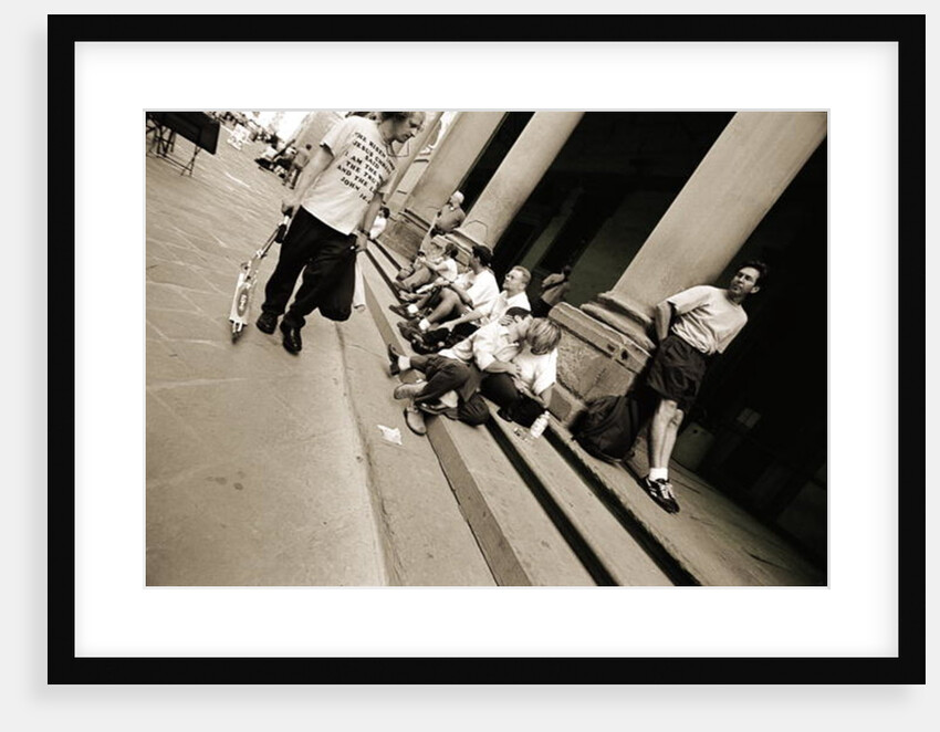 Man wearing a 'Jesus' T-shirt staring at lovers, 2004 by Stephen Spiller