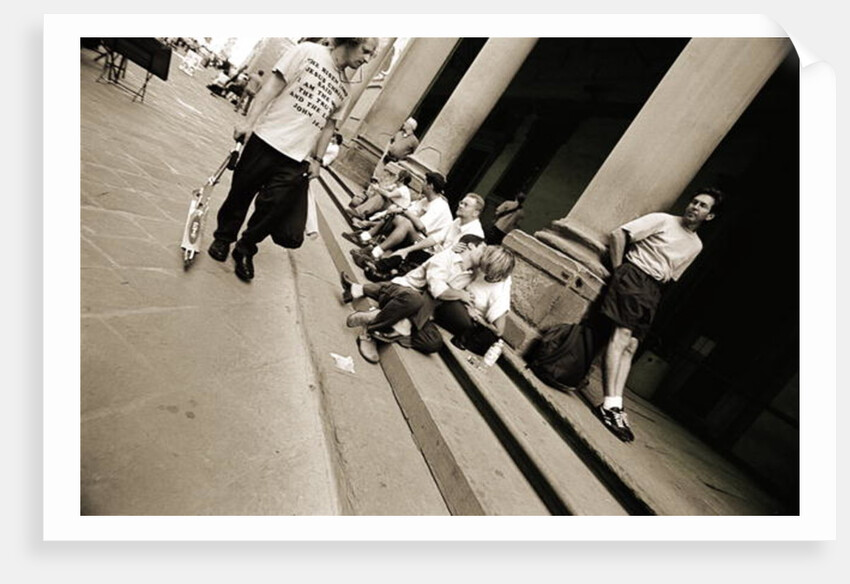 Man wearing a 'Jesus' T-shirt staring at lovers, 2004 by Stephen Spiller
