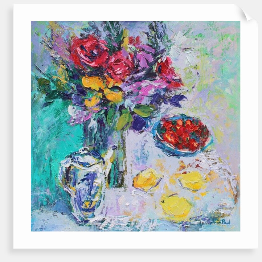 Strawberries with Flowers, 2015 by Sylvia Paul