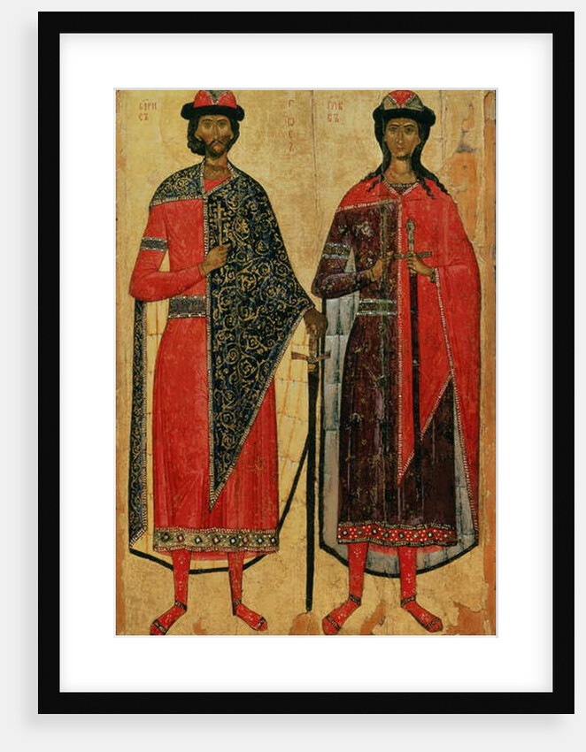 St. Boris and St. Gleb, Russian icon, Moscow School, 14th century by School Russian