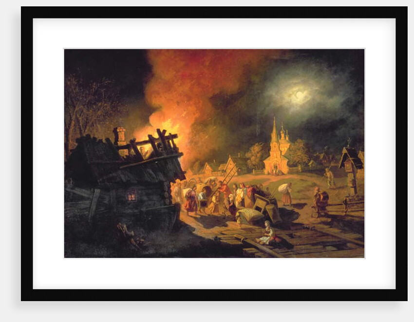 Fire in the Village by Leonid Ivanovich Solomatkin