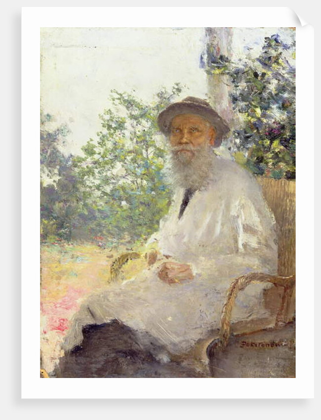 Portrait of Lev Nikolaevich Tolstoy on the Terrace, 1905 by Ivan Pokitonov