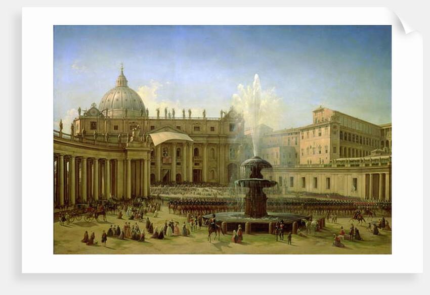 The Piazza San Pietro in Rome at the time of a Papal Blessing, 1850 by Grigori Grigor'evich Chernetsov
