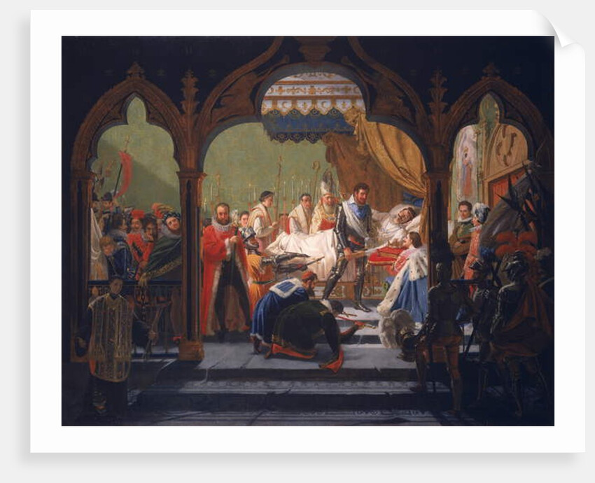 Henri IV Receiving the Attributes of Monarchy from the Dying Henri III 1814 by Francois Buffet