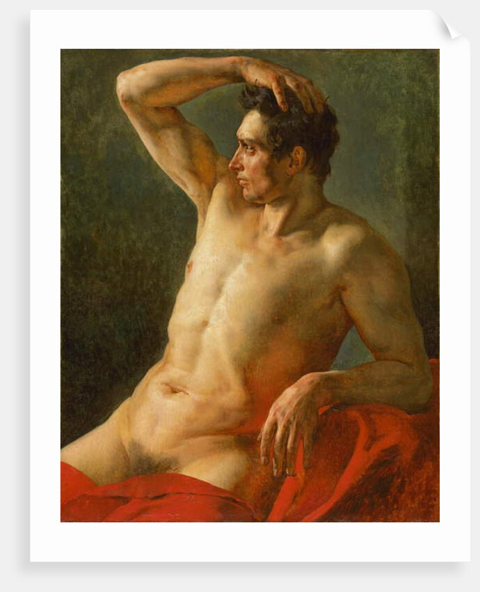 Male torso in profile, right arm raised, 1812 by Theodore Gericault