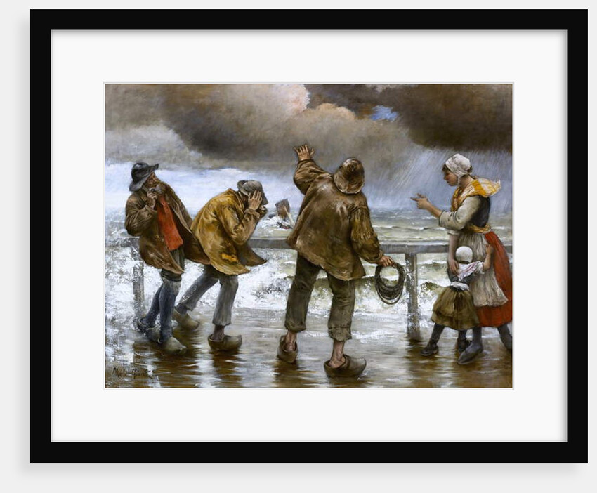 Villagers on the Jetty during a Rainstorm by Norbert Goeneutte