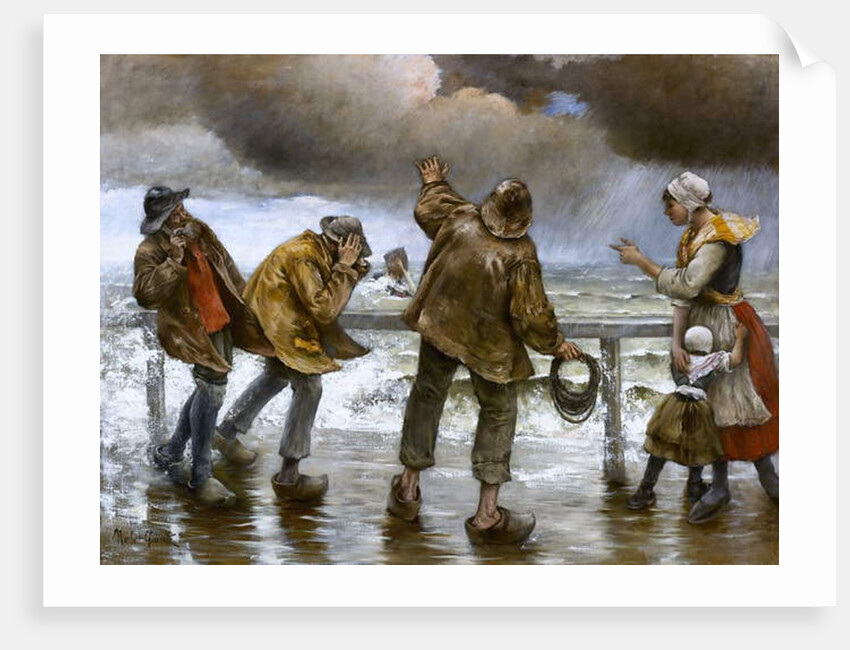 Villagers on the Jetty during a Rainstorm by Norbert Goeneutte