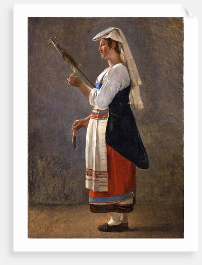 One of a pair of Italian studies: An Italian Peasant Spinning, 1820 by Achille Etna Michallon