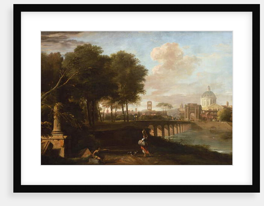 Classical Landscape, with Wren’s dome of King Charles Court, Greenwich Hospital, c.1710 by Marco Ricci