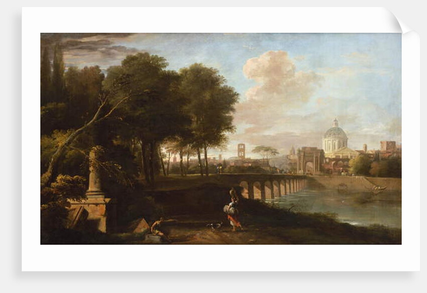 Classical Landscape, with Wren’s dome of King Charles Court, Greenwich Hospital, c.1710 by Marco Ricci