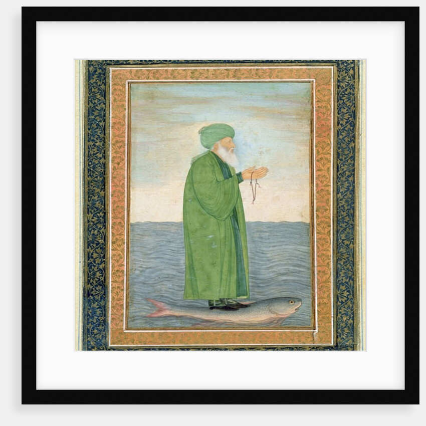 Khawa Khizir Khan riding on a fish by Mughal School