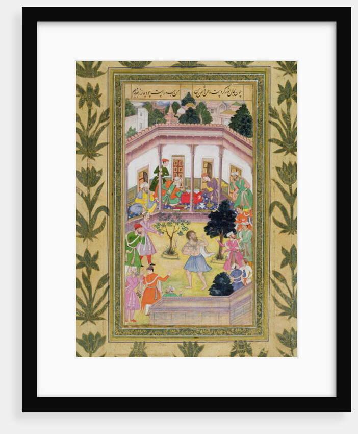 Disturbance by a madman at a social gathering by Mughal School