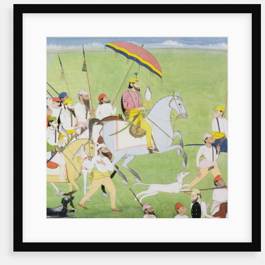 Rajah Dhian Singh hunting with companions, c.1834-40 by Indian School