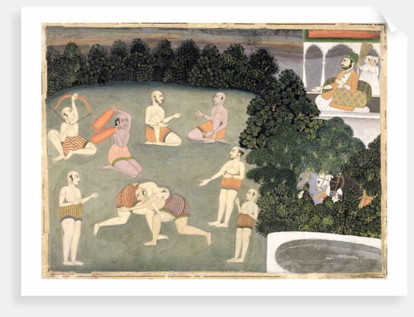 Athletes perform before a seated noble, c.1760 by School Mughal