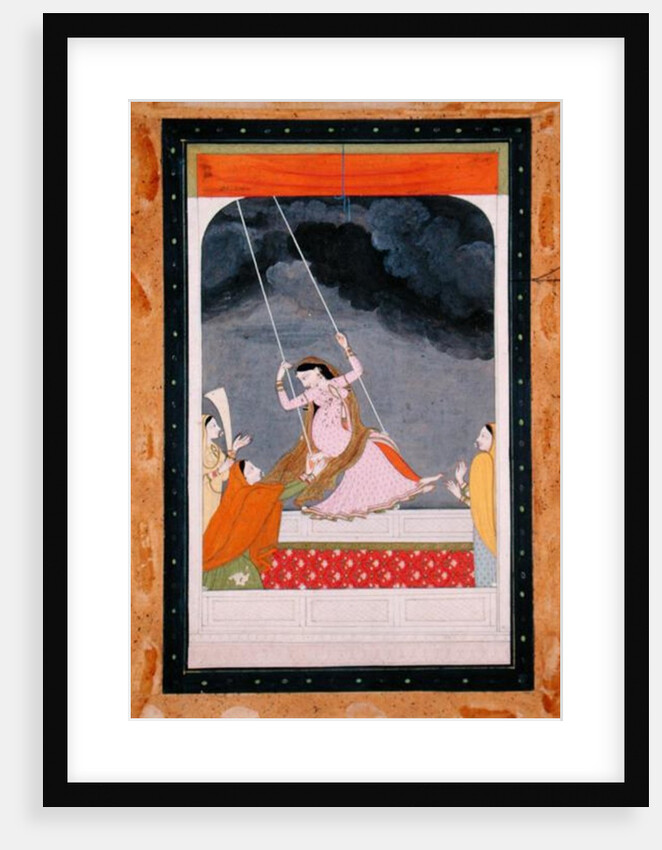 A lady on a swing, Kangra, Punjab hills c.1790 by School Mughal