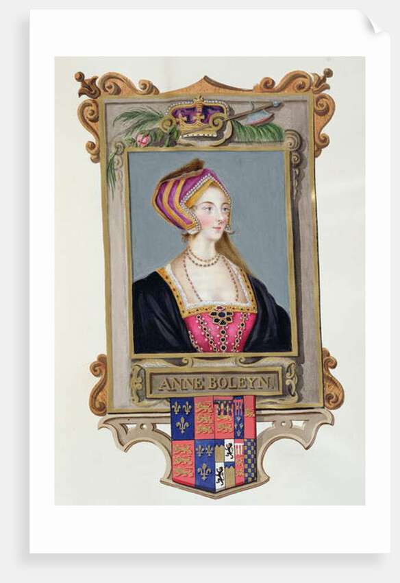 Portrait of Anne Boleyn 2nd Queen of Henry VIII, as a Young Woman from 'Memoirs of the Court of Queen Elizabeth'. by Sarah Countess of Essex