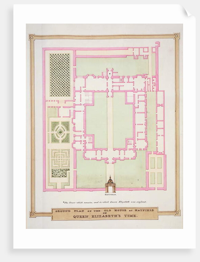 Ground Plan of the Old House at Hatfield in Queen Elizabeth's Time from 'Memoirs of the Court of Queen Elizabeth'. by Sarah Countess of Essex