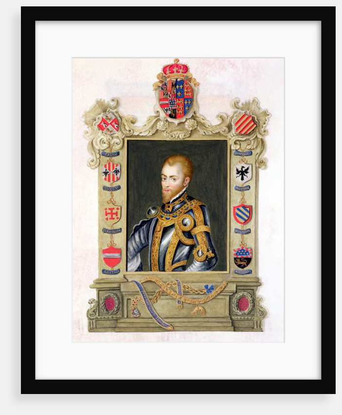 Portrait of Philip II King of Spain from 'Memoirs of the Court of Queen Elizabeth' after a portrait by Titian. by Sarah Countess of Essex