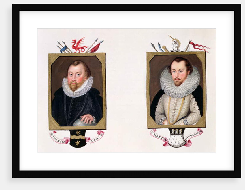 Double portrait of Sir Francis Drake and Sir Martin Frobisher from 'Memoirs of the Court of Queen Elizabeth. by Sarah Countess of Essex